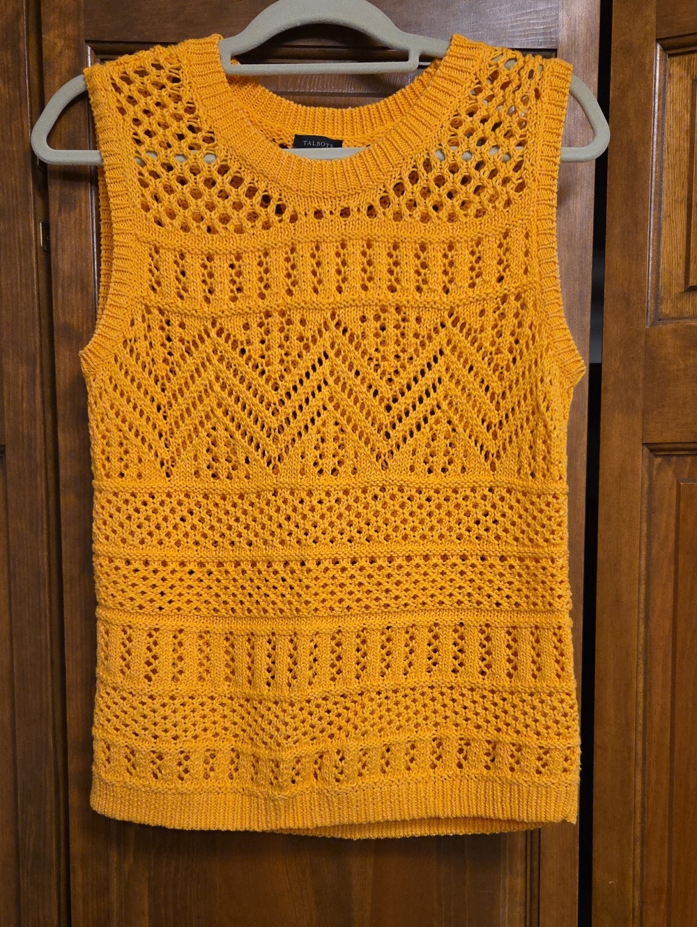 Talbots Openwork Sleeveless Knit Sweater - Tangerine